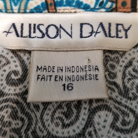 VTG -Allison Daley Women's Career Casual Button Up Blouse long Sleeves Size 16 - Picture 9 of 11